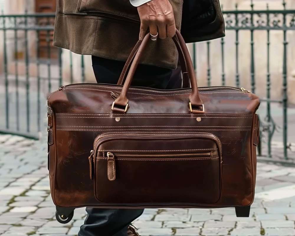 leather suitcase carry on